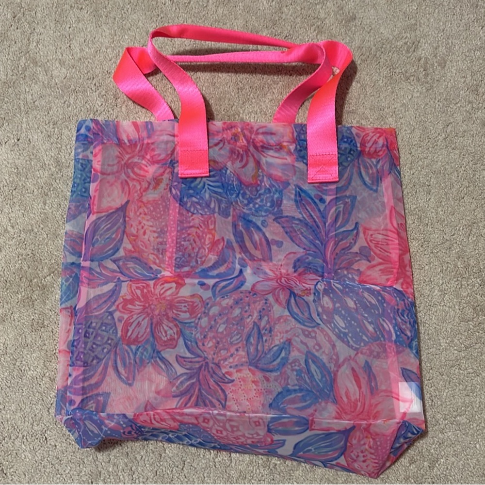 ✨FINAL HR TO BUY✨ NWOT Lilly Pulitzer Tote Lilly Pulitzer Bag Mesh Turtle GWP - Picture 6 of 8